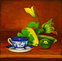 Blue Willow Series Still Life; Teacup with Squash
