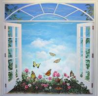 Meditative Window with Butterflies