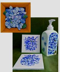 Custom painted porcelain bath or kitchen accessories