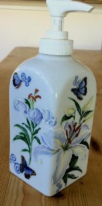Custom hand-painted porcelain soap dispenser